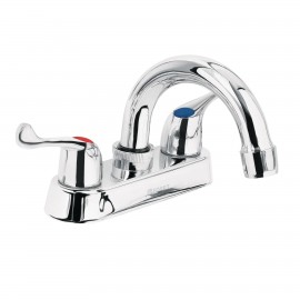 Mezcladora 4? para lavabo, cuello curvo, manerales palanca