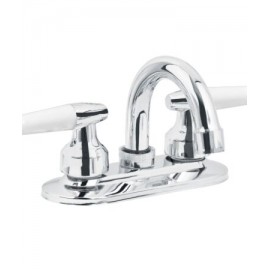 Mezcladora 4? para lavabo, cuello curvo, manerales cono
