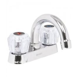 Mezcladora 4? para lavabo, cuello curvo, manerales acrílico