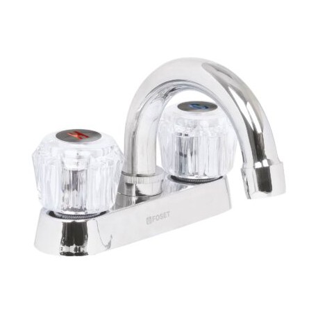 Mezcladora 4? para lavabo, cuello curvo, manerales acrílico