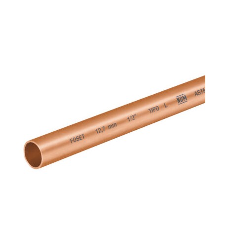 Tubo de cobre rígido, tipo: L  6.10mts