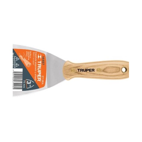 Espátula afilada y angulada 3? con mango de madera, Truper Codigo:14457