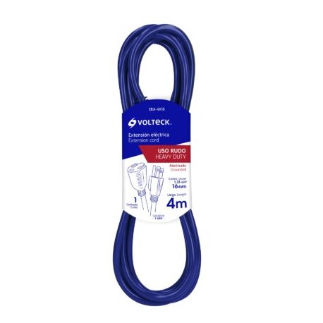 Extensión de uso rudo aterrizada 4 m 3×16 AWG, Volteck Codigo:48057