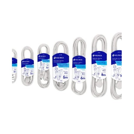 Extensiones eléctricas domésticas con clavija plana, blancas