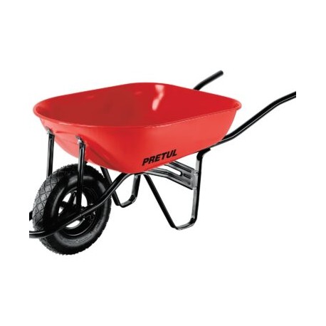 Carretilla 5.5 ft3 roja Neumática, bastidor tubular, Pretul Codigo:20627