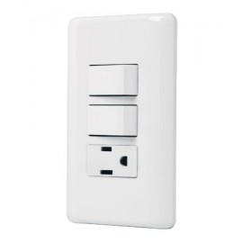 Placa armada con contacto y 2 interruptores sencillos, Basic  Código:   25081