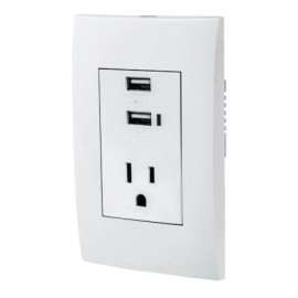 Contacto 2polos + tierra con 2 puertos USB, Oslo, blanco Código:   48313