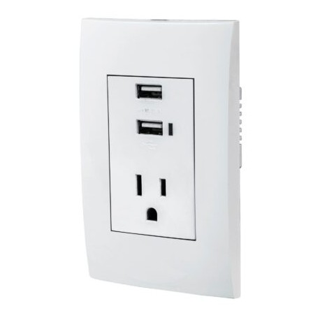 Contacto 2polos + tierra con 2 puertos USB, Oslo, blanco Código:   48313