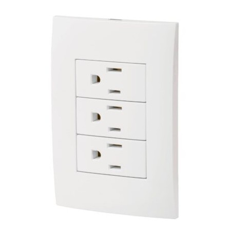 Placa armada 3 contactos aterrizados, línea Oslo, blanco Codigo: 46491