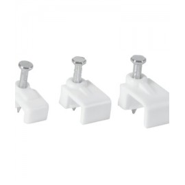 Grapas blancas para cable plano, bolsa con 20 piezas