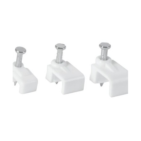 Grapas blancas para cable plano, bolsa con 20 piezas