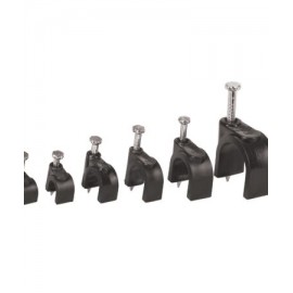 Grapas negras para cable redondo, bolsa con 20 piezas