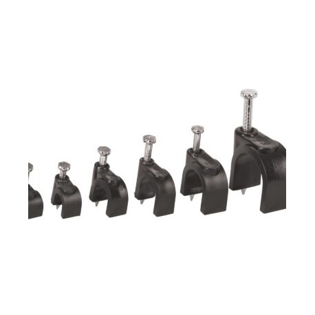 Grapas negras para cable redondo, bolsa con 20 piezas